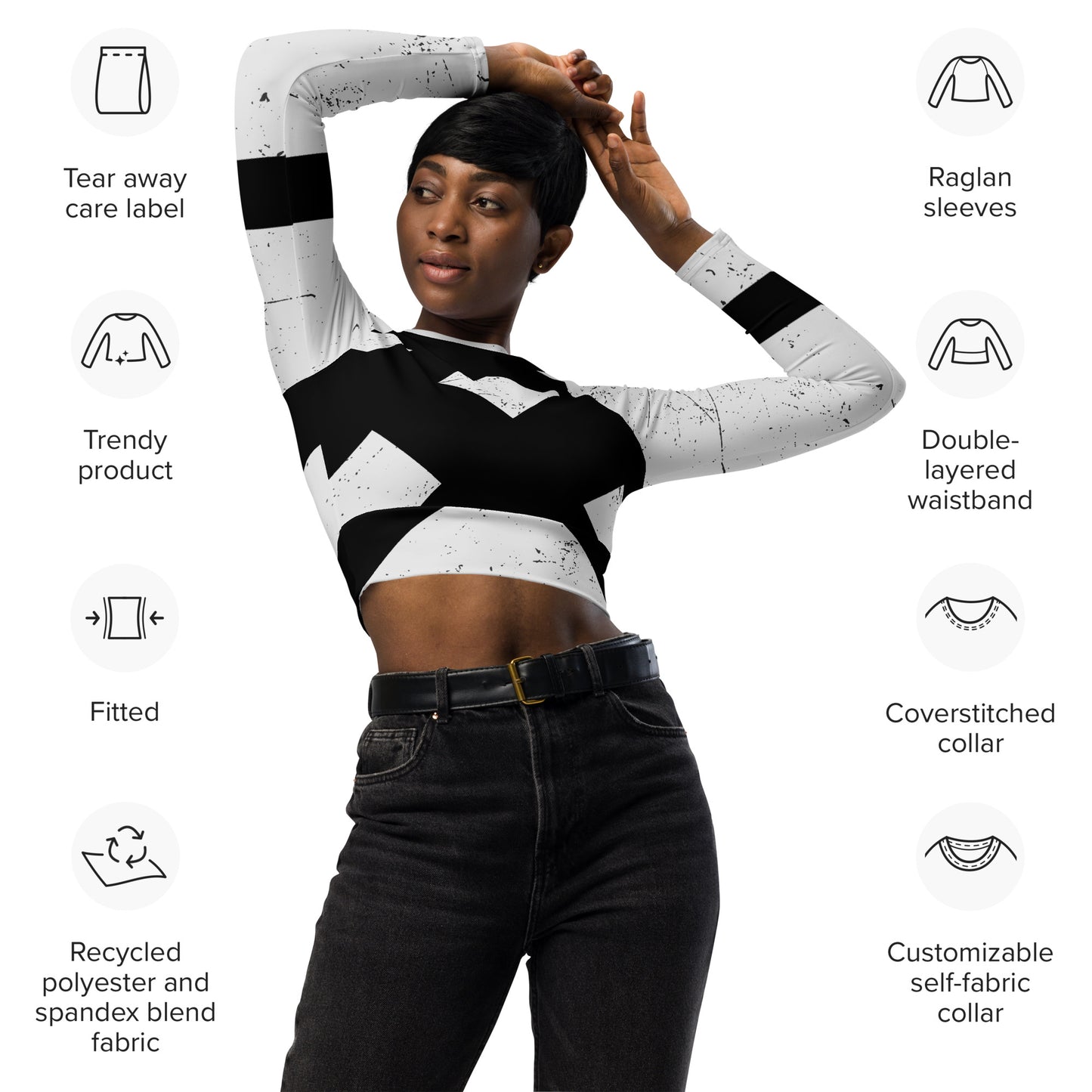 Women's Recycled Athleisure Black Widow Crop Top