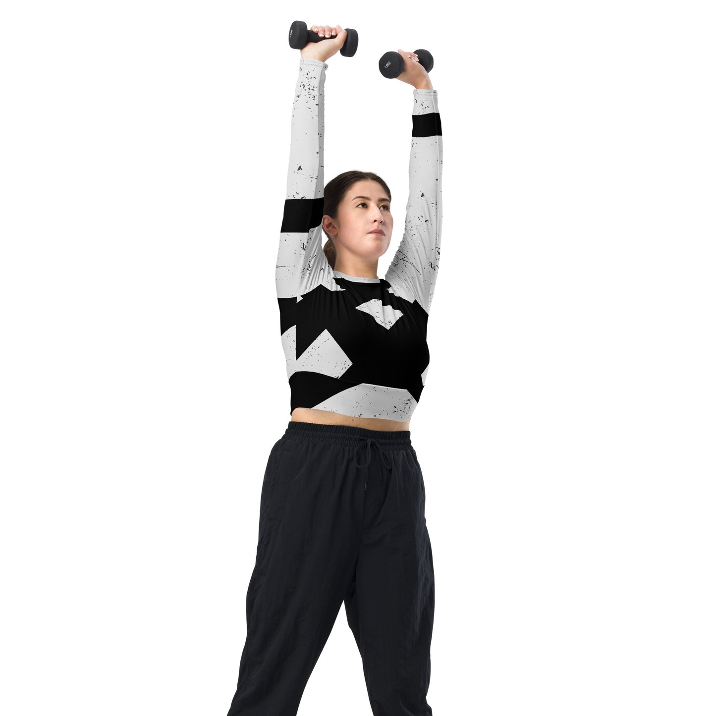 Women's Recycled Athleisure Black Widow Crop Top