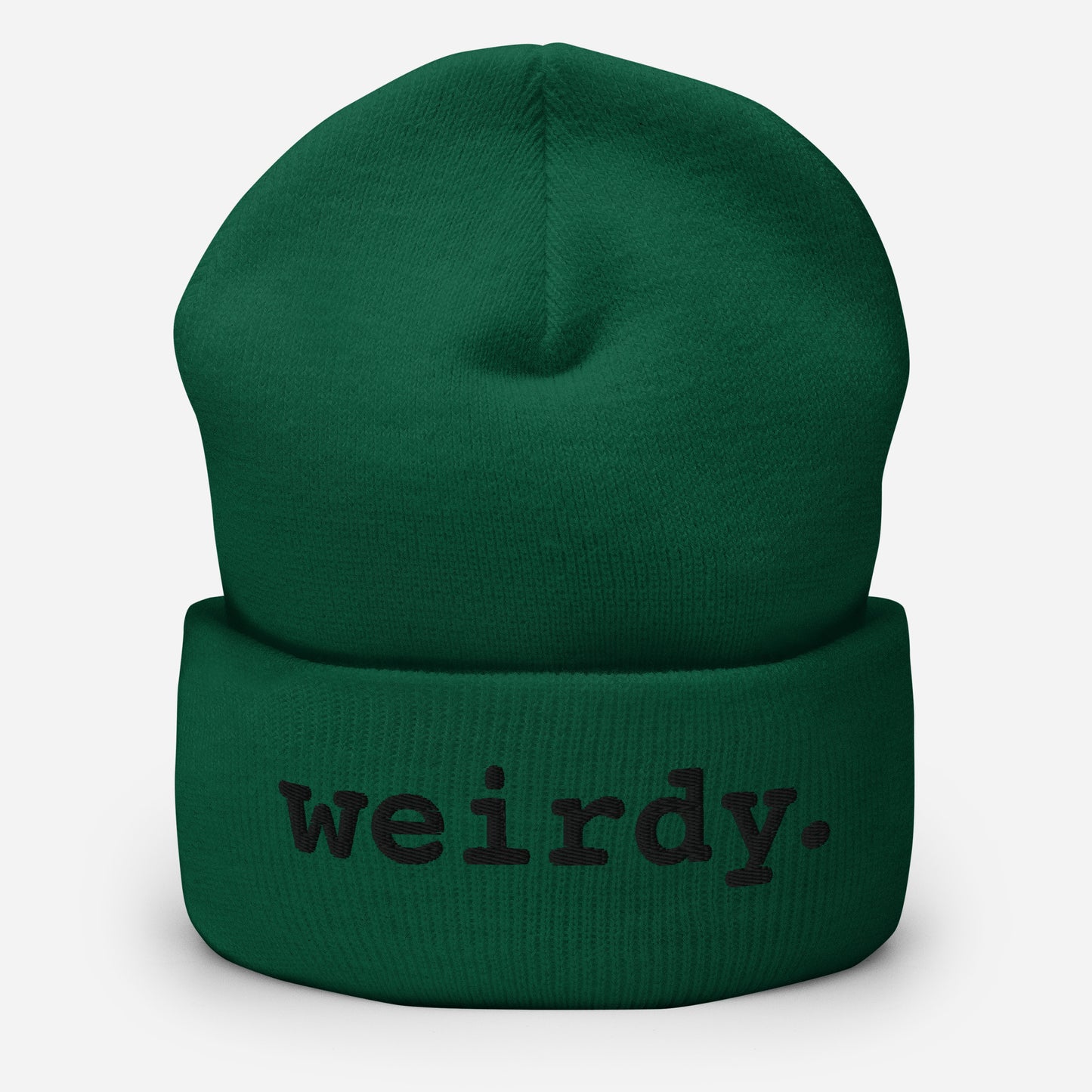 weirdy. Statement Cuffed Beanie with Black Text Spruce