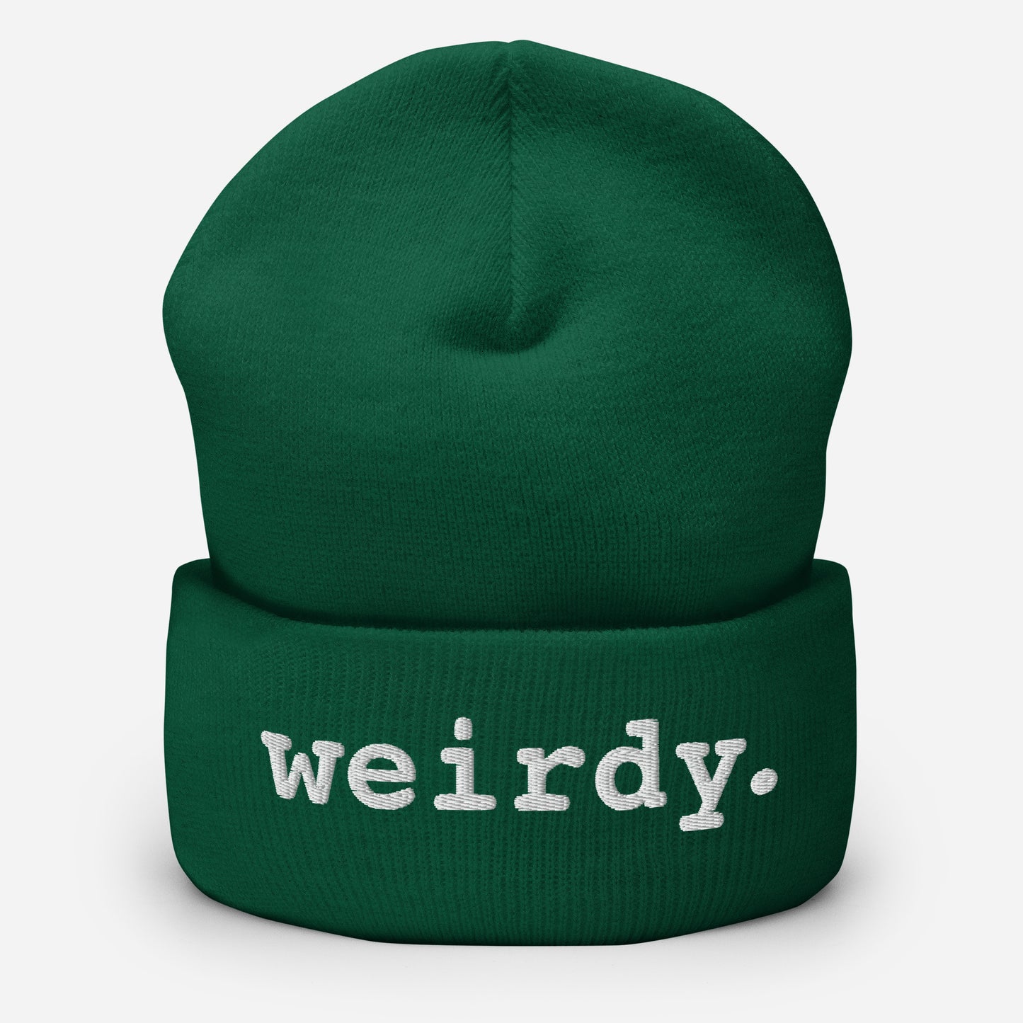 weirdy. Statement Cuffed Beanie with White Text Spruce