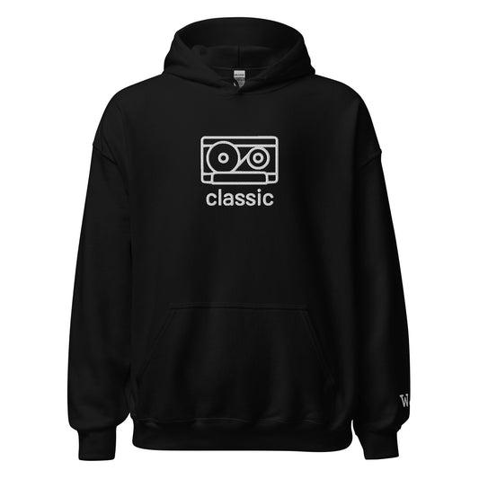 Unisex Embroidered Classic Hoodie Black