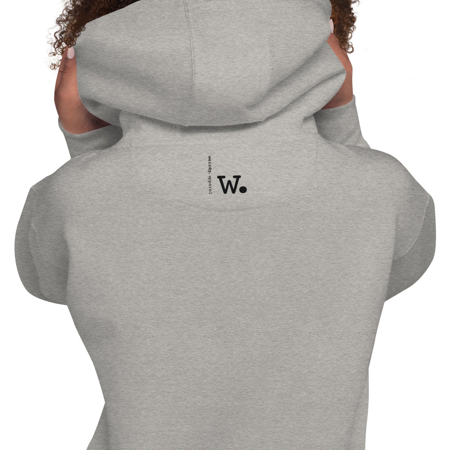 Unisex weirdy. Statement Hoodie with Black Text Carbon Grey
