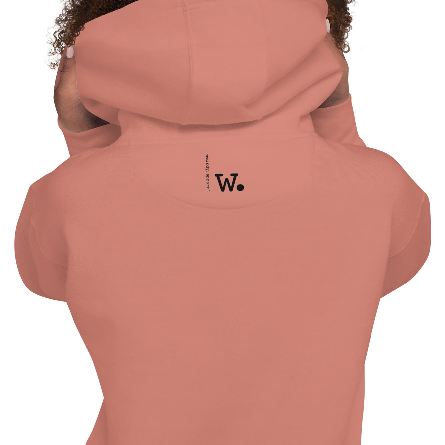 Unisex weirdy. Statement Hoodie with Black Text Dusty Rose