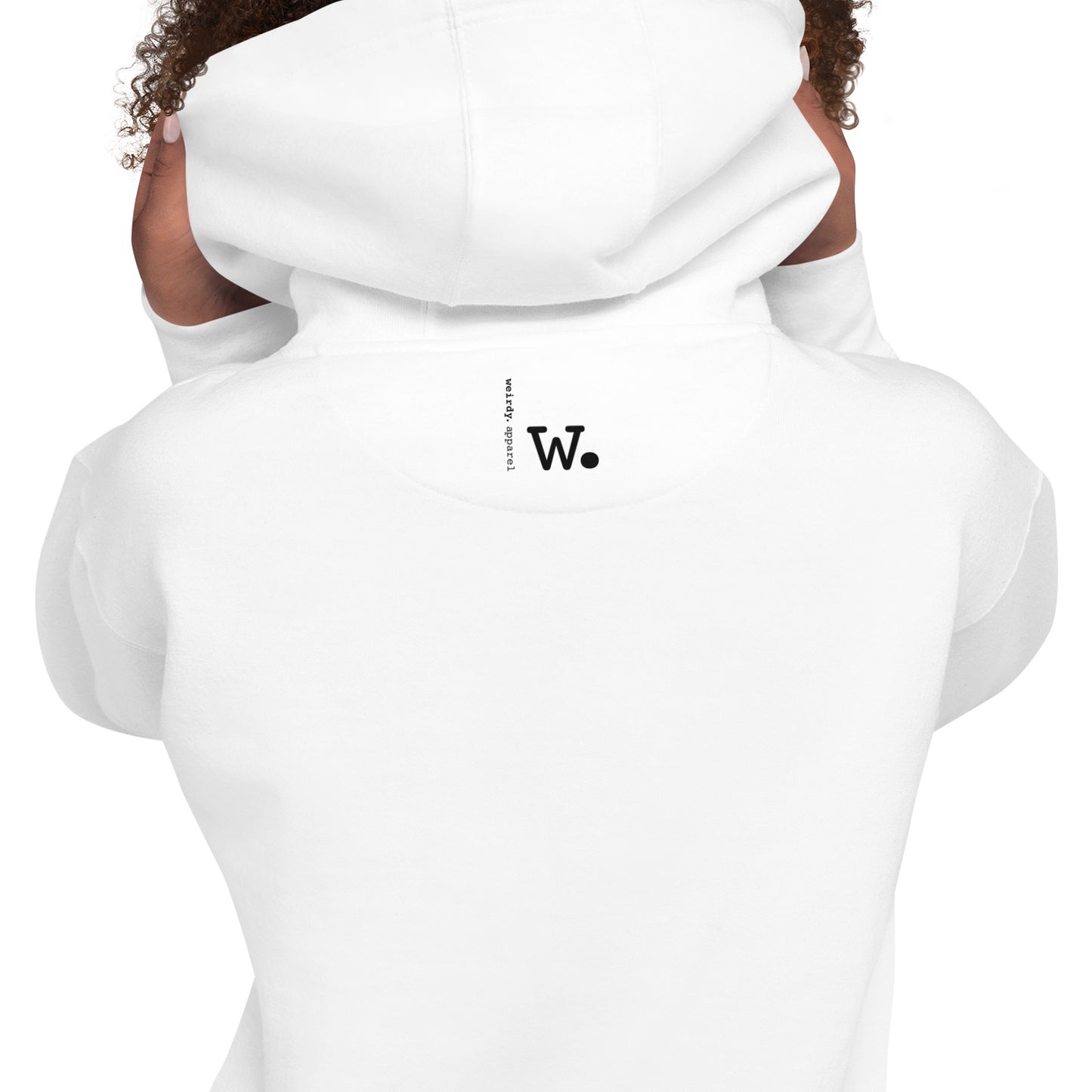 Unisex weirdy. Statement Hoodie with Black Text White