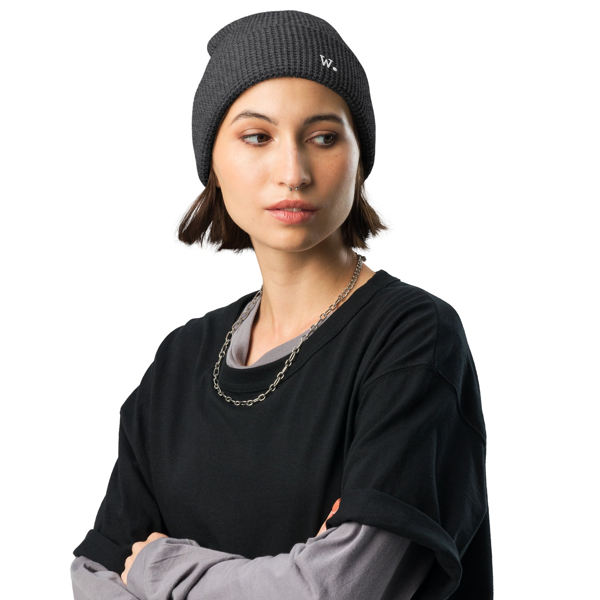 W. Waffle Beanie Heather Charcoal