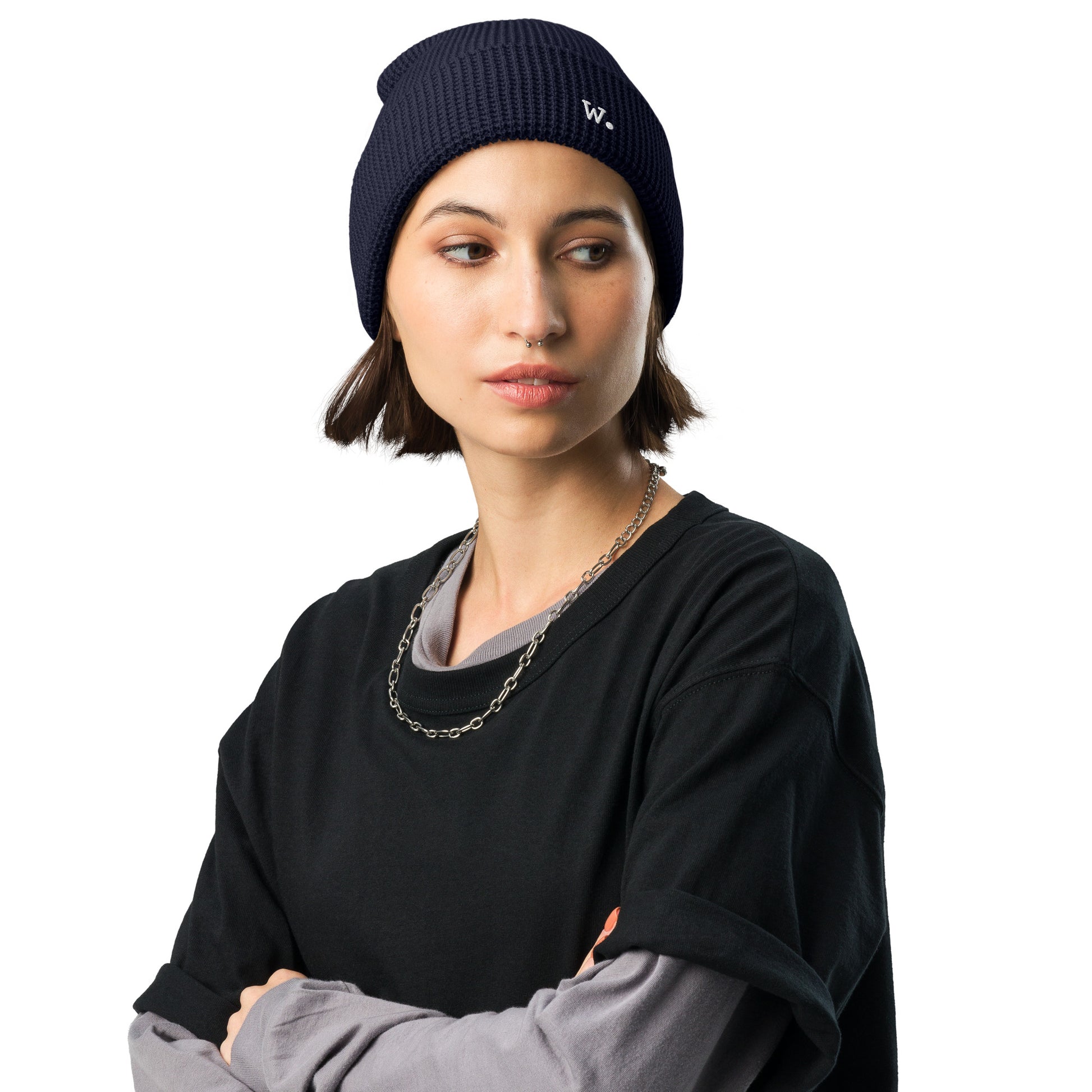 W. Waffle Beanie Navy