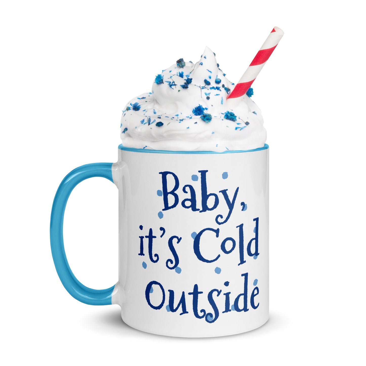 'Baby It's Cold Outside' Christmas Mug Blue 11oz