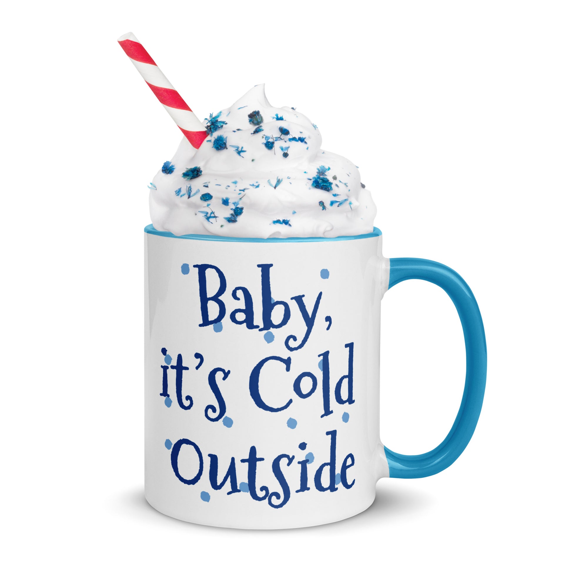 'Baby It's Cold Outside' Christmas Mug Blue 11oz
