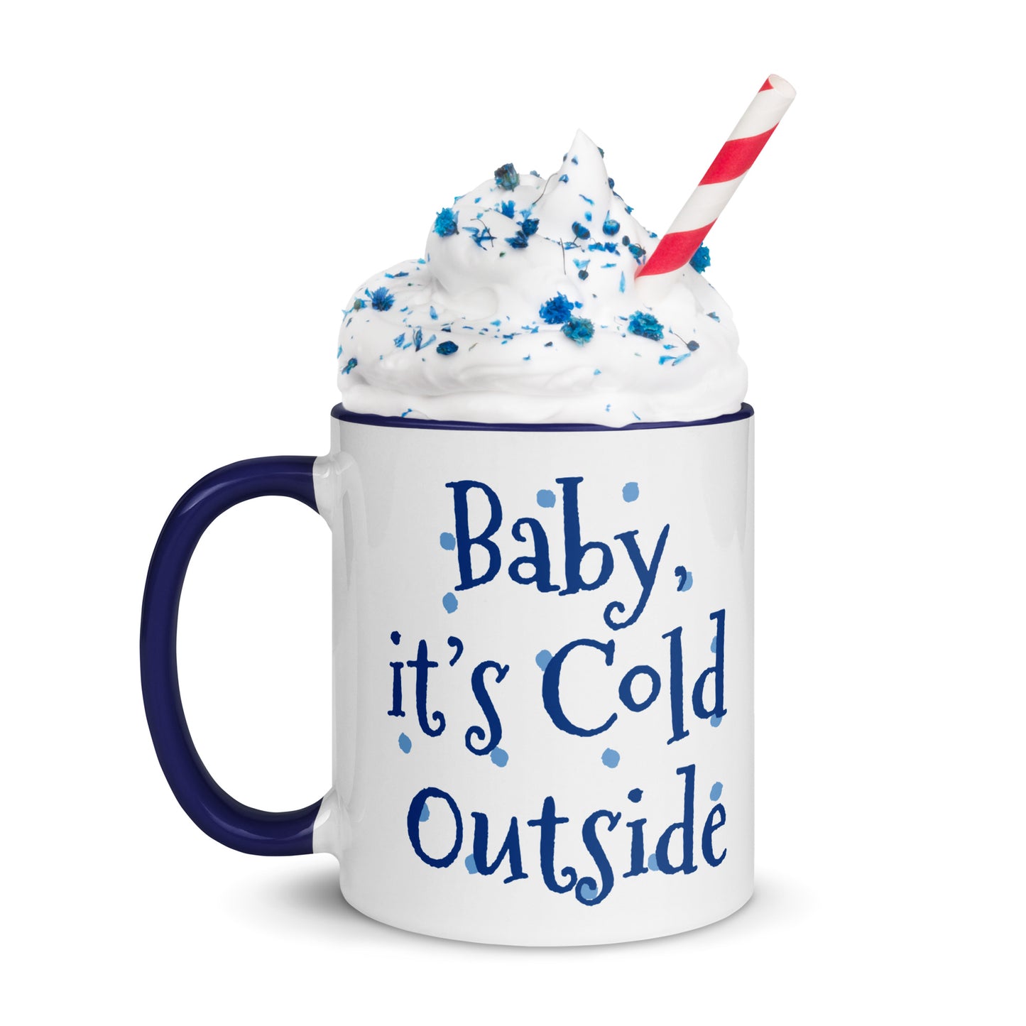 'Baby It's Cold Outside' Christmas Mug Dark Blue 11oz
