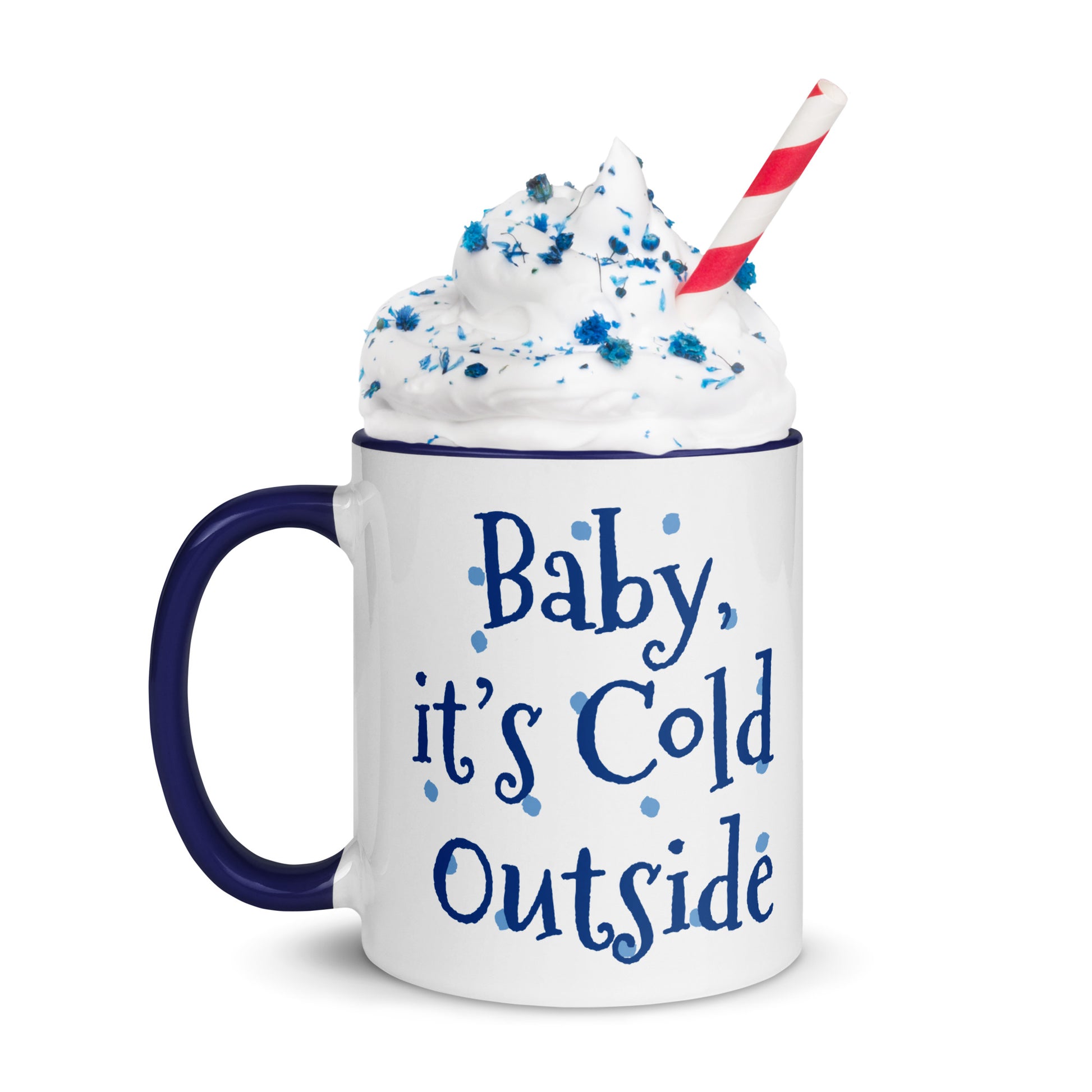 'Baby It's Cold Outside' Christmas Mug Dark Blue 11oz
