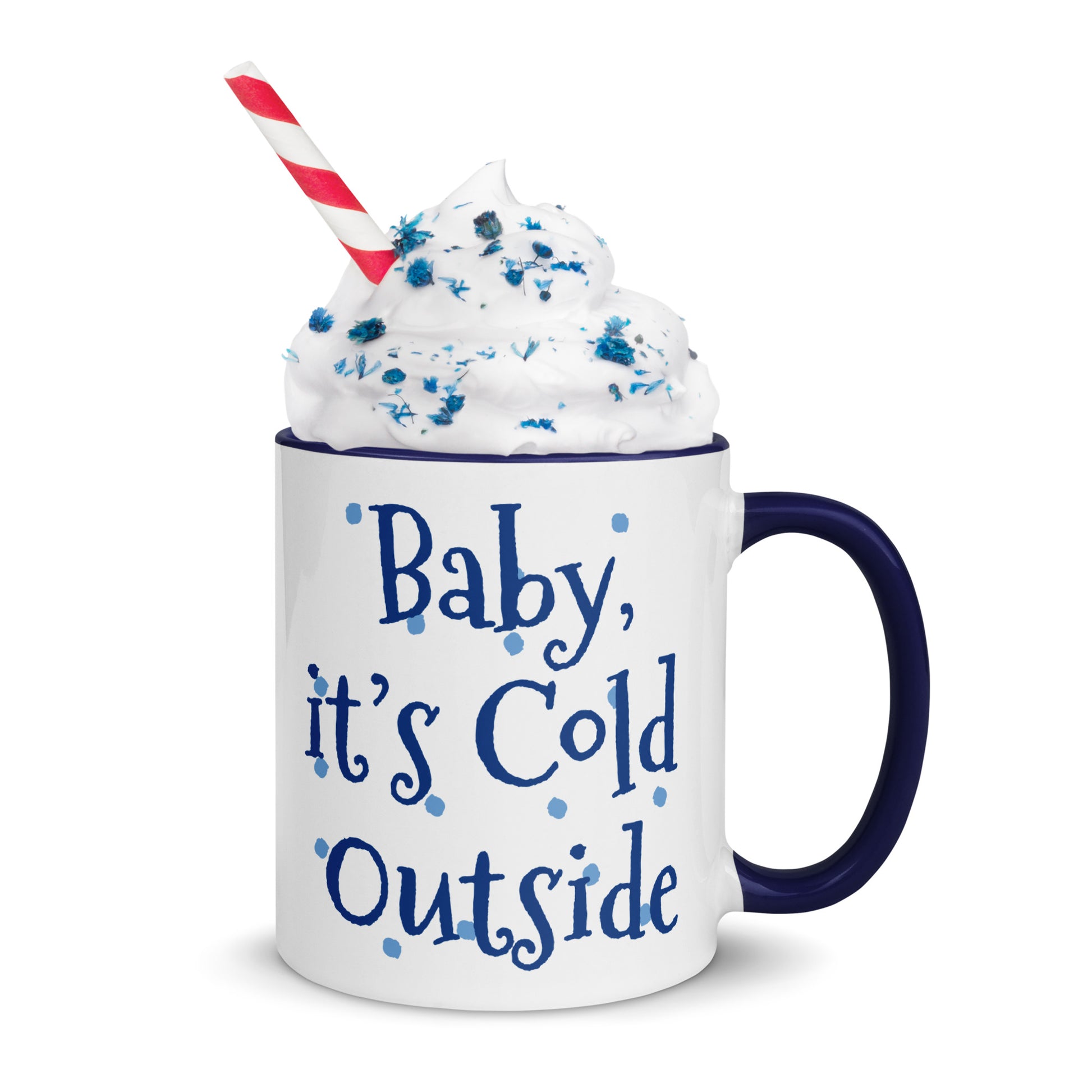 'Baby It's Cold Outside' Christmas Mug Dark Blue 11oz